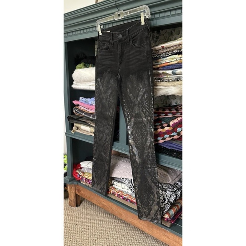 TRUE RELIGION JEANS HALLE SUPER SKINNY BLACK VENOM IRIDESCENT SIZE 24 - Picture 5 of 7